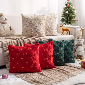 Christmas Tree Tufted Cushion Cover – Festive Decorative Throw Pillow Cover