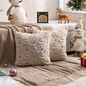 Christmas Tree Tufted Cushion Cover – Festive Decorative Throw Pillow Cover