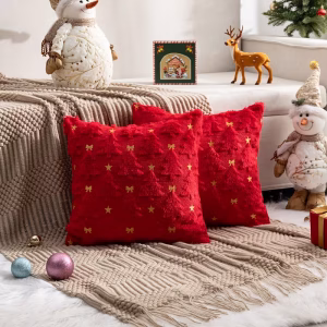 Christmas Tree Tufted Cushion Cover – Festive Decorative Throw Pillow Cover
