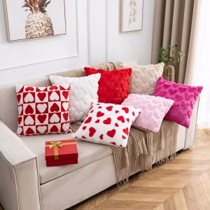 Heart Plush Cushion Cover – Soft Decorative Throw Pillow Cover