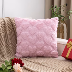 Heart Plush Cushion Cover – Soft Decorative Throw Pillow Cover