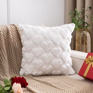 Heart Plush Cushion Cover – Soft Decorative Throw Pillow Cover