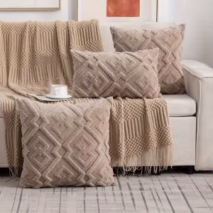 Geometric Tufted Cushion Cover – Soft Plush Decorative Throw Pillow Cover