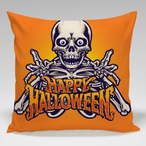 Halloween Decorative Cushion Cover Set – Pumpkin & Skull Print Throw Pillow Covers
