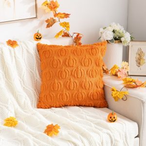 Pumpkin Pattern Tufted Cushion Cover – Autumn & Halloween Decorative Throw Pillow Cover