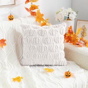 Pumpkin Pattern Tufted Cushion Cover – Autumn & Halloween Decorative Throw Pillow Cover