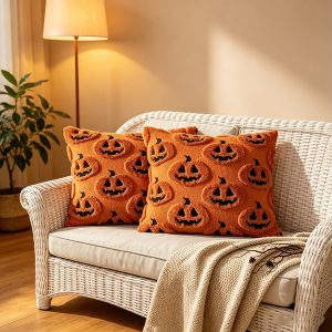 Ghost Tufted Cushion Cover – Halloween Plush Decorative Throw Pillow Cover