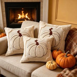 Ghost Tufted Cushion Cover – Halloween Plush Decorative Throw Pillow Cover