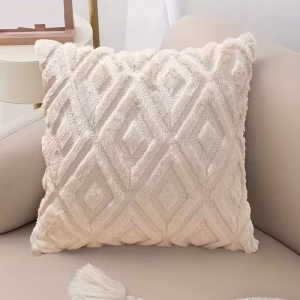 Tufted Plush Cushion Cover – Soft Geometric Decorative Throw Pillow Cover