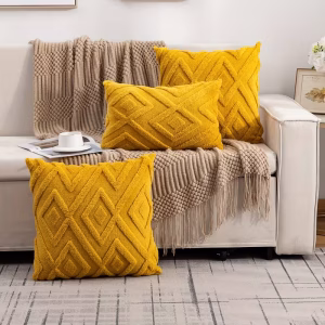 Tufted Geometric Plush Cushion Cover – Soft Decorative Lumbar Pillow Cover