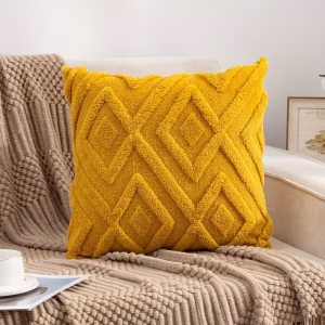 Tufted Geometric Plush Cushion Cover – Soft Decorative Lumbar Pillow Cover