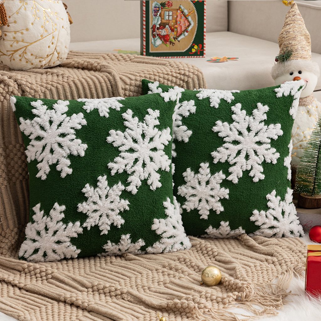 Christmas Tufted Snowflake Decorative Cushion Cover