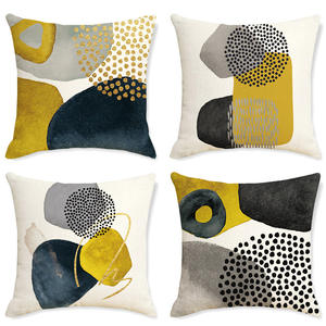 Mustard & Charcoal Mid-Century Abstract Cushion Cover